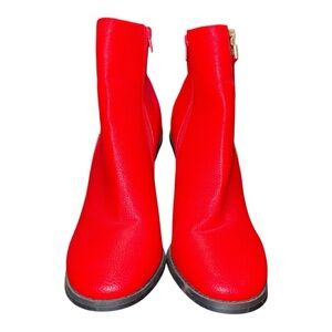 Krush Bright Red Heeled Zip Side Bootie Size 7 SH7